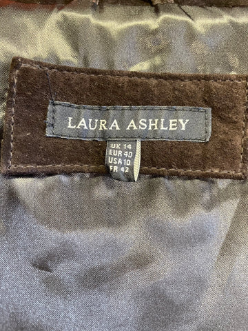 LAURA ASHLEY BROWN SUEDE 3/4 SLEEVE POPPER FASTEN DRESS SIZE 14