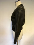 FRENCH CONNECTION DARK BROWN LEATHER ZIP FASTEN JACKET SIZE 10
