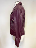 BRAND NEW WITH DEFECTS JAEGER BURGUNDY LEATHER BIKER JACKET SIZE 10