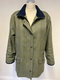 COUSINS OF CHELTENHAM GREEN & BLUE CHECK PURE NEW WOOL COUNTRY JACKET SIZE M