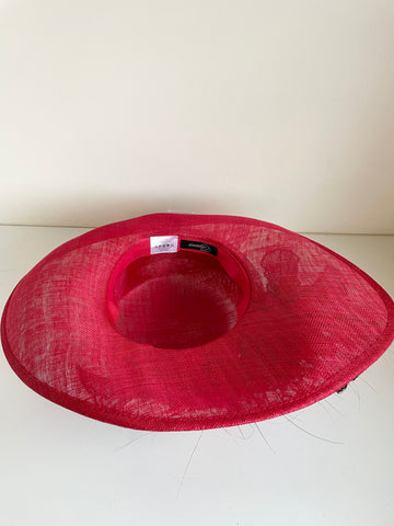 BRAND NEW ELEGANCE RED & BLACK FLOWER TRIMS WIDE BRIM FORMAL HAT