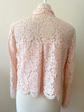 WHISTLES LIGHT PINK LACE COLLARED LONG SLEEVE BUTTON UP TOP SIZE M