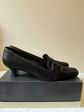 STUART WEITZMAN FOR RUSSELL & BROMLEY BLACK LEATHER BUCKLE TRIM HEELS SIZE 7.5/41