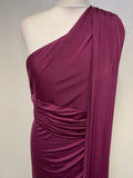 PHASE EIGHT CRANBERRY ONE SHOULDER SLEEVELESS DRAPED SASH LONG EVENING DRESS  SIZE 16