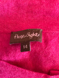 PHASE EIGHT RAPBERRY BINK 100% CASHMERE BUTTON FRONT SHORT SLEEVE JUMPER SIZE 14