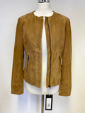 BRAND NEW GOES TAN CHAQUETA GOAT SUEDE ZIP UP JACKET SIZE 10