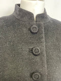 PETER O BRIEN CHARCOAL WOOL & CASHMERE FRILLED TIER TRIM FITTED SINEAD COAT SIZE 10