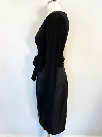 DKNY BLACK LONG SLEEVED SASH WAIST PENCIL DRESS SIZE 2 UK 6/8