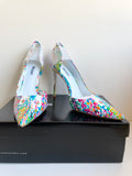 BRAND NEW DUNE MULTI COLOURED PATENT FLORAL PRINT HEELS & MATCHING BAG SIZE 5/38
