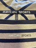 MARCCAIN KHAKI & BLACK STRIPE SLEEVELESS TOP & MATCHING ZIP UP JACKET SET SIZE N4 UK 14