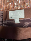 BRAND NEW PURE COLLECTION BROWN & HONEY SEQUINNED PENCIL SKIRT SIZE 14