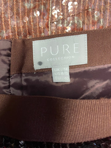 BRAND NEW PURE COLLECTION BROWN & HONEY SEQUINNED PENCIL SKIRT SIZE 14