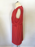 COAST RED SLEEVELESS DRAPED BODICE STRETCH JERSEY SHIFT DRESS SIZE 18
