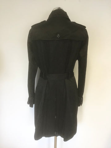 LAURA ASHLEY BLACK DOUBLE BREASTED BELTED TRENCH COAT SIZE 14