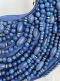 VINTAGE CHLOE 2002 BLUE BEADED CRESCENT SPECIAL OCCASION / EVENING BAG