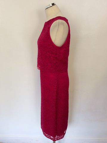 M&CO BOUTIQUE BERRY PINK LACE SLEEVELESS DRESS SIZE 14