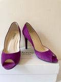 LK BENNETT SUITE BERRY SUEDE & SATIN PEEP TOE SPECIAL OCCASION HEELS SIZE 6/39