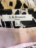 LK BENNETT ‘APPLE’ BALLERINA BLUSH & BLACK PRINT A-LINE SKIRT SIZE 8
