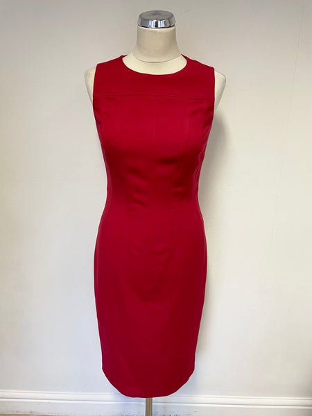 HOBBS RED SLEEVELESS PENCIL DRESS SIZE 8