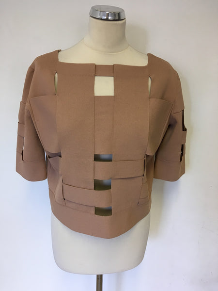 BRAND NEW COS CARAMEL CUT OUT CAGE SHORT SLEEVE TOP SIZE M