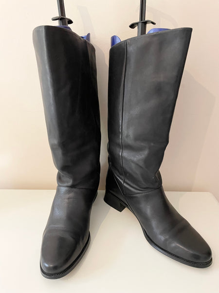 MARKON BLACK SOFT LEATHER WIDE FIT CALF LENGTH BOOTS SIZE 8/42