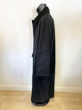 MULBERRY BLACK DETACHABLE LEATHER COLLAR OVER COAT/ MAC SIZE XL