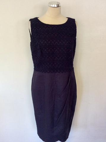 COAST BLUE LINEN BLEND BROIDERY ANGLAISE TOP DRESS SIZE 16