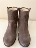 CLARKS BROWN LAMBSKIN SUEDE WOOL LINED ANKLE BOOTS SIZE 5/38