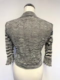 KAREN MILLEN BLACK & WHITE STRIPE BOLERO CARDIGAN SIZE 3 UK 12/14
