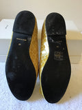 FRENCH SOLE BY JANE WINKWORTH YELLOW CROC PRINT BALLERINA FLATS SIZE 3.5/36