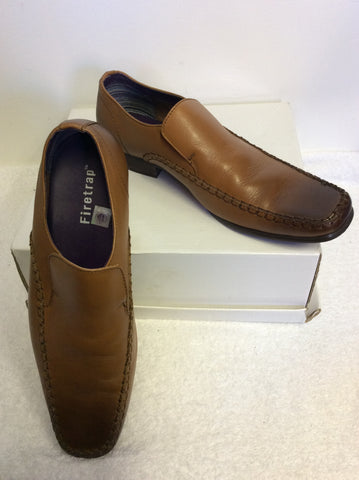 FIRE TRAP LIGHT BROWN/ TAN LEATHER SLIP ON SHOES SIZE 7/ 41