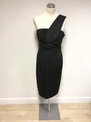 STAR BY JULIEN MACDONALD BLACK ONE SHOULDER PLEATED BODICE DRESS SIZE 14