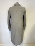 HOBBS LIGHT GREY WOOL BLEND UNLINED KNEE LENTH COAT SIZE 10