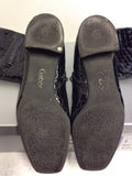 GABOR BLACK PATENT CROC DESIGN KNEE LENGTH BOOTS SIZE 7/40