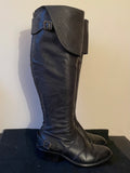 BELSTAFF ANTIQUE BLACK TIGHT TRIALMASTER 55 LEATHER KNEE LENGTH BOOTS SIZE 6/ 39