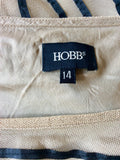 HOBBS BEIGE NET OVERLAY APPLIQUÉ & BEADED TRIM FLIPPY SKIRT SIZE 14