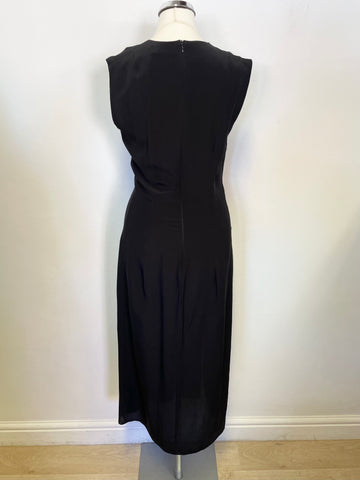 RAEY BLACK SILK SLEEVELESS MIDI DRESS SIZE 8