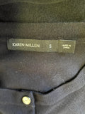 KAREN MILLEN BLACK ROUND NECK 3/4 SLEEVE CARDIGAN SIZE S