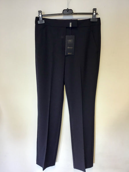 BRAND NEW MARKS & SPENCER LUXURY NAVY BLUE WITH WOOL TROUSERS SIZE 10L