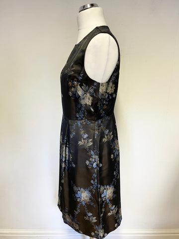 HOBBS INVITATION BLACK FLORAL PRINT SLEEVELESS SPECIAL OCCASION DRESS SIZE 14