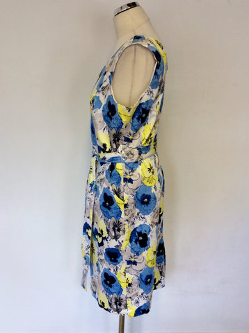 LAURA ASHLEY FLORAL PRINT COTTON TIE BELT DRESS SIZE 14