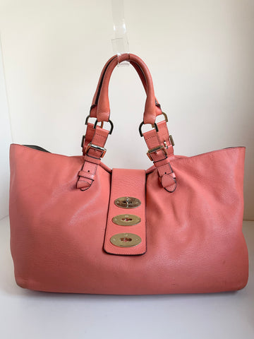 MULBERRY BRYMORE CORAL LEATHER LARGE TOTE/ SHOULDER BAG
