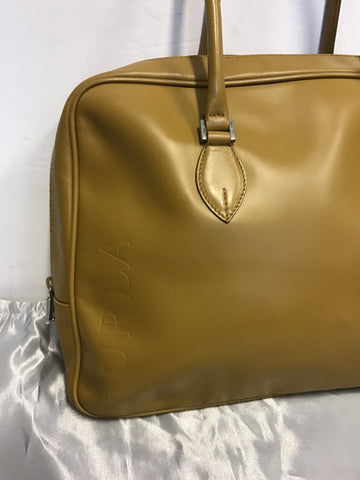 FURLA CAMEL LEATHER TOTE BAG WITH SHOULDER STRAP