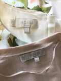HOBBS WHITE & PALE PINK FLORAL PRINT PENCIL DRESS & MATCHING BOLERO CARDIGAN SIZE 10