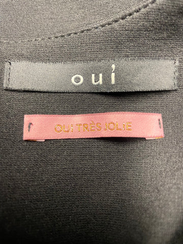 OUI BLACK JERSEY V NECK LONG SLEEVED PENCIL DRESS SIZE 14