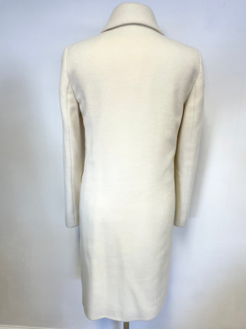 JAEGER WINTER WHITE DOUBLE BREASTED KNEE LENGTH COAT SIZE 10