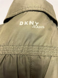 DKNY JEANS KHAKI UNLINED FIT & FLARE BELTED COAT SIZE S