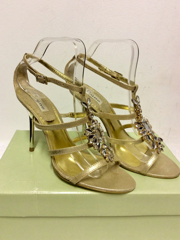 BRAND NEW DUNE GOLD JEWELLED STRAPPY SANDALS SIZE 7/40
