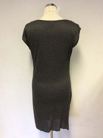 PHASE EIGHT GREY STRETCH DRAPE JERSEY DRESS SIZE 14