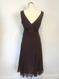 TED BAKER BURGUNDY SILK SLEEVELESS DIT & FLARE SPECIAL OCCASION DRESS SIZE 2 UK 10